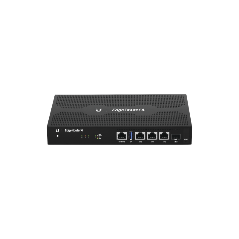 EdgeRouter 4 con 3 Ptos 10/100/1000 Mbps + 1 puerto SFP con funciones avanzadas de ruteo