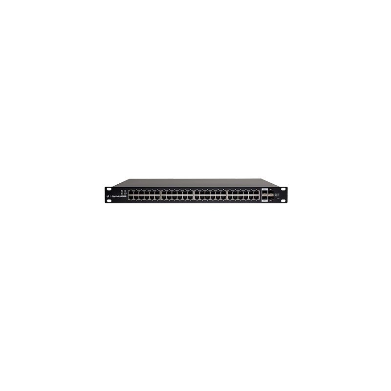 Switch EdgeMAX Administrable de 48 Ptos Gigabit con PoE+/PoE Pasivo 24V + 2 Ptos SFP + 2 Ptos SFP+ 500 W