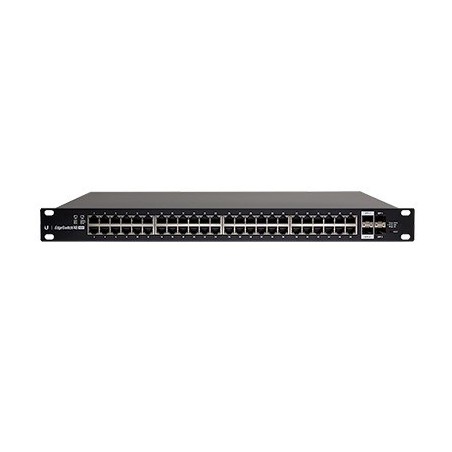 Switch EdgeMAX Administrable de 48 Ptos Gigabit con PoE+/PoE Pasivo 24V + 2 Ptos SFP + 2 Ptos SFP+ 500 W