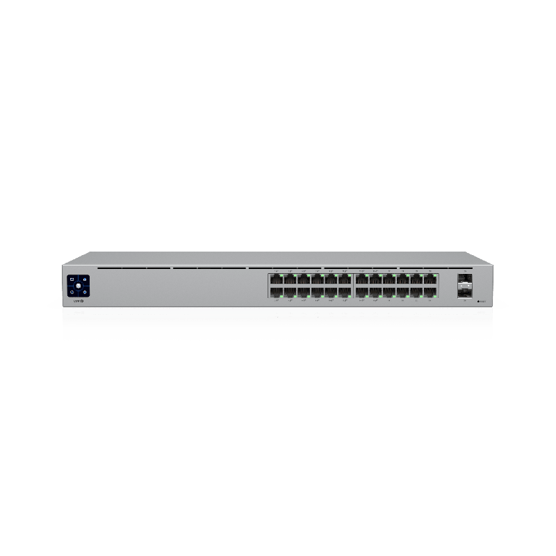Switch UniFi Capa 2 / 24 Ptos Gigabit / 16 Ptos PoE+ 802.3af/at / 95W Total / 2 Ptos SFP 1G / Pantalla LCM / Sin Ventilador