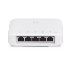 Switch UniFi FLEX de 5 Ptos semi-exterior IP55 1 x PoE de entrada 802.3af/at/bt y 4 Ptos PoE de salida 802.3af