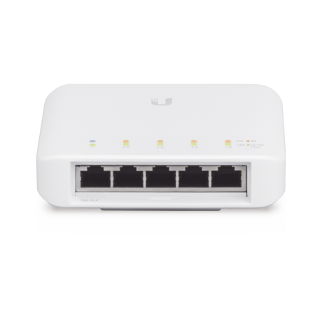 Switch UniFi FLEX de 5 Ptos semi-exterior IP55 1 x PoE de entrada 802.3af/at/bt y 4 Ptos PoE de salida 802.3af