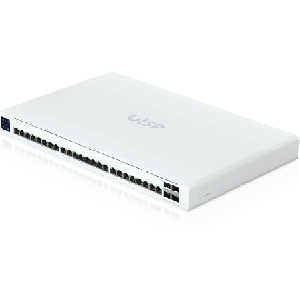 UISP Switch Pro Switch PoE de 220 W 27 V con 24 Ptos GbE 16 Ptos PoE Pasivo 27 V y 4 Ptos SFP+ 10G