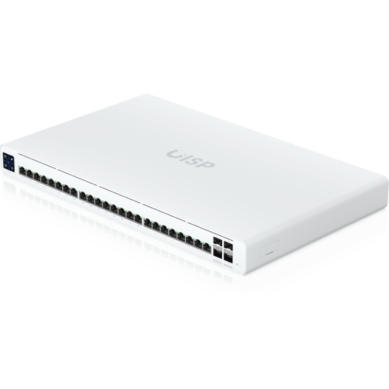 UISP Switch Pro Switch PoE de 220 W 27 V con 24 Ptos GbE 16 Ptos PoE Pasivo 27 V y 4 Ptos SFP+ 10G