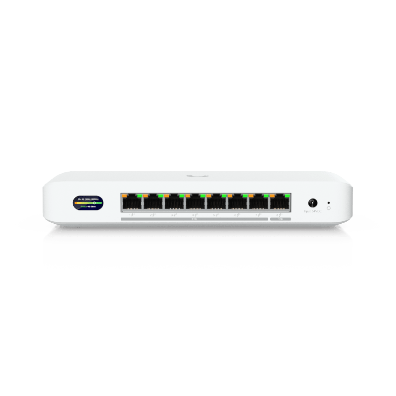 UniFi Device Bridge Switch UDB-Switch Switch PoE+ Compacto con Ptos Multi-Gig 1 x 10 GbE y 7 x 2.5 GbE y Enlace Inalambrico WiFi