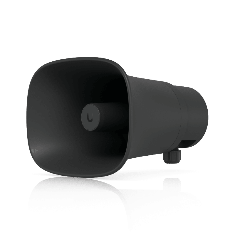 UniFi Protect AI Horn Speaker Altavoz IP 120 dB PoE+ Alerta AI Avanzada Montaje Pared Esquina y Poste IP66 Color Negro