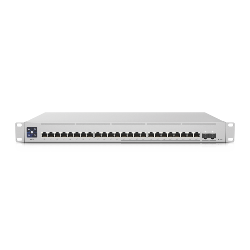 UniFi Switch Empresarial Capa 3 de 24 Ptos PoE 802.3af/at 12 Ptos 2.5G y 12 Ptos 1G + 2 Ptos 1/10G SFP+ 400W pantalla informativ