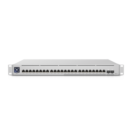 UniFi Switch Empresarial Capa 3 de 24 Ptos PoE 802.3af/at 12 Ptos 2.5G y 12 Ptos 1G + 2 Ptos 1/10G SFP+ 400W pantalla informativ