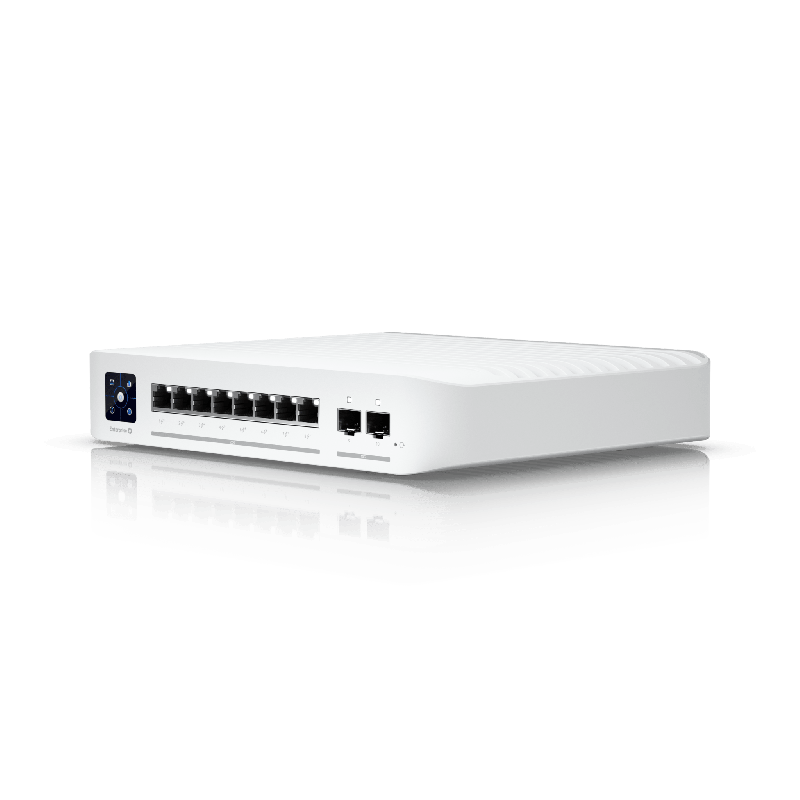 UniFi Switch Empresarial Capa 3 de 8 Ptos PoE 802.3af/at 2.5G + 2 Ptos 1/10G SFP+ 120W Pantalla Informativa