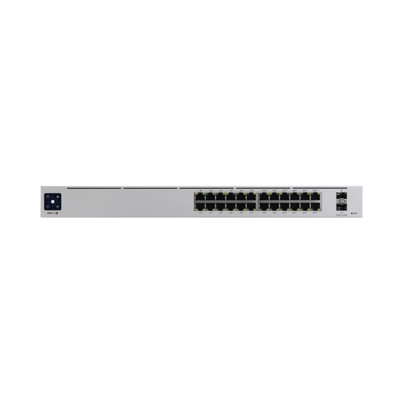 UniFi Switch USW-Pro-24-POE Gen2 con funciones capa 3 de 24 Ptos PoE 802.3at/bt + 2 Ptos 1/10G SFP+ 400W pantalla informativa