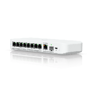 USW Flex 2.5G Switch de 8 Ptos 2.5GbE con un Puerto de Enlace Ascendente Combinado RJ45/SFP+ de 10 GbE Incluye Adaptador ca/cc