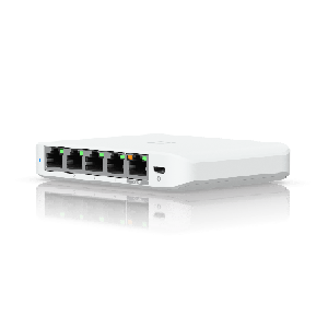 USW Flex Mini 2.5G Switch de 5 Ptos 2.5G Compacto Escritorio se puede Energizar PoE o con un Adaptador tipo USB-C