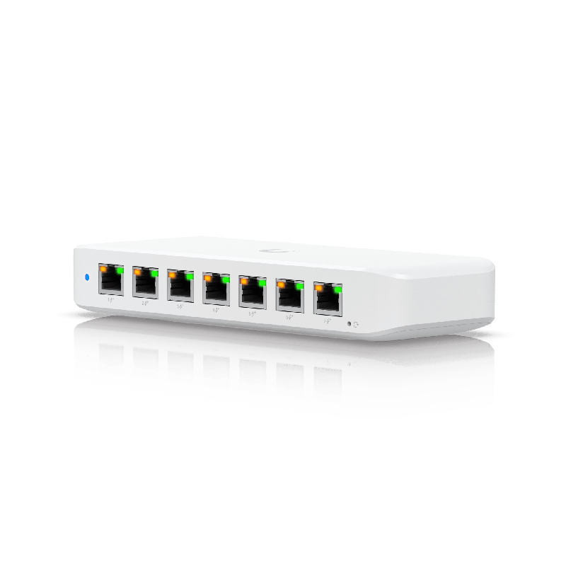USW Ultra Switch de 8 Ptos GbE 7 Ptos PoE+ y 1 Puerto Entrada PoE++ con Opciones de Montaje Versatiles