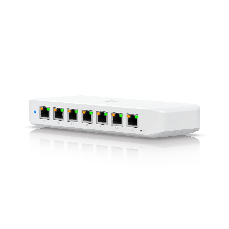 USW Ultra Switch de 8 Ptos GbE 7 Ptos PoE+ y 1 Puerto Entrada PoE++ con Opciones de Montaje Versatiles