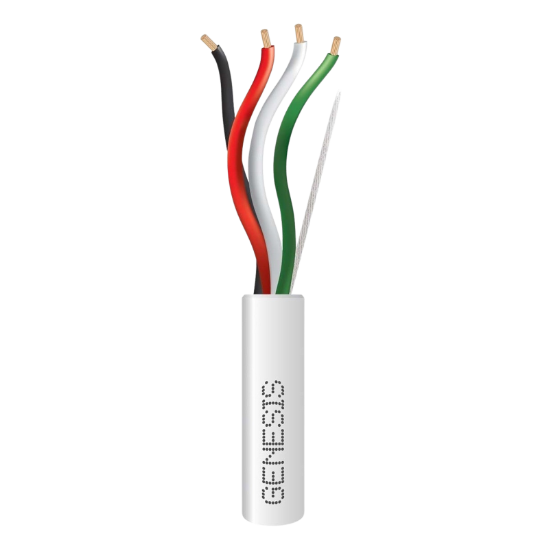 Bobina de 152 Metros (500 Pies / Cable de Cobre / 4 x 18 AWG / Riser /  Blanco / Para Aplicaciones de Alarmas de Intrusion/Contr