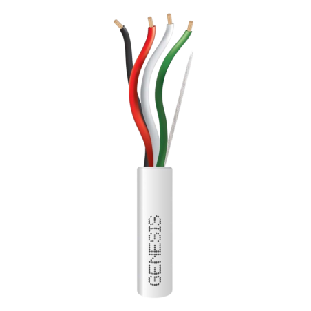Bobina de 152 Metros (500 Pies / Cable de Cobre / 4 x 18 AWG / Riser /  Blanco / Para Aplicaciones de Alarmas de Intrusion/Contr