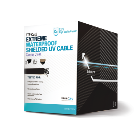 Bobina de 152.5 Metros (500 Pies Cat6+ Calibre 23 Exterior Blindado Tipo FTP Para Climas Extremos, UL Para Aplicaciones de Video
