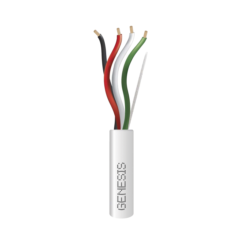 Bobina de 305 Metros (1000 Pies / Cable de Cobre / 4 x 18 AWG / Riser /  Blanco / Para Aplicaciones de Alarmas de Intrusion/Cont