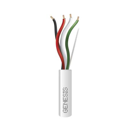 Bobina de 305 Metros (1000 Pies / Cable de Cobre / 4 x 18 AWG / Riser /  Blanco / Para Aplicaciones de Alarmas de Intrusion/Cont