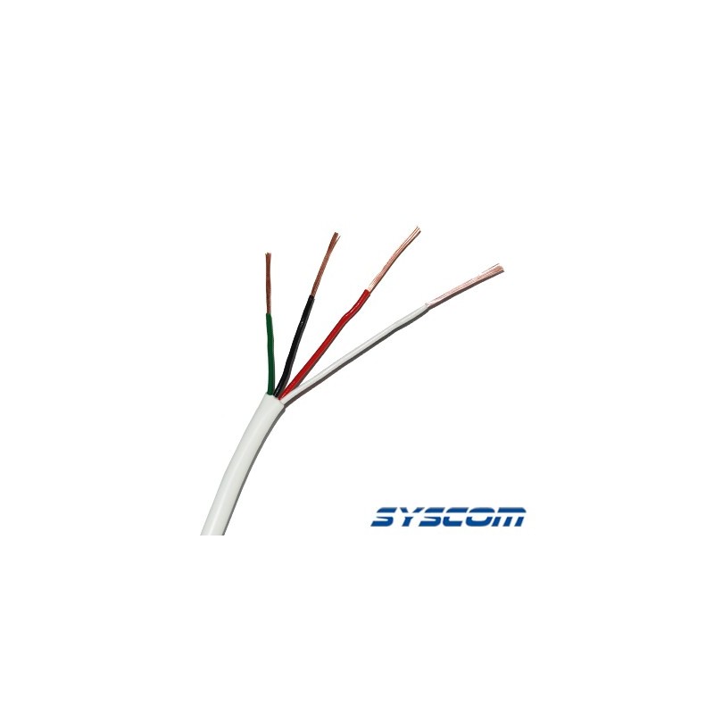 Bobina de 305 Metros (1000 Pies / Cable de Cobre / 4 x 22 AWG / Tipo Alarmas UL / Para Interior /  Blanco / Para Aplicaciones de