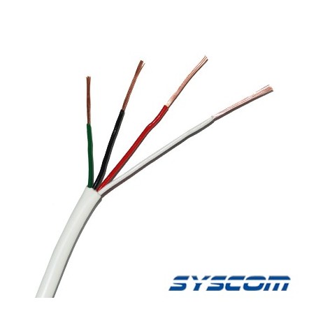 Bobina de 305 Metros (1000 Pies / Cable de Cobre / 4 x 22 AWG / Tipo Alarmas UL / Para Interior /  Blanco / Para Aplicaciones de