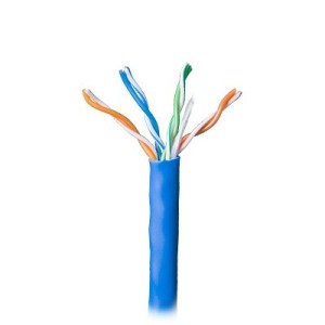 Bobina de 305 Metros (1000 Pies Cable Par Trenzado Nivel 5 (CAT 5e / CMR /  Azul / 4 Pares de Conductores Solidos de Cobre AWG 2