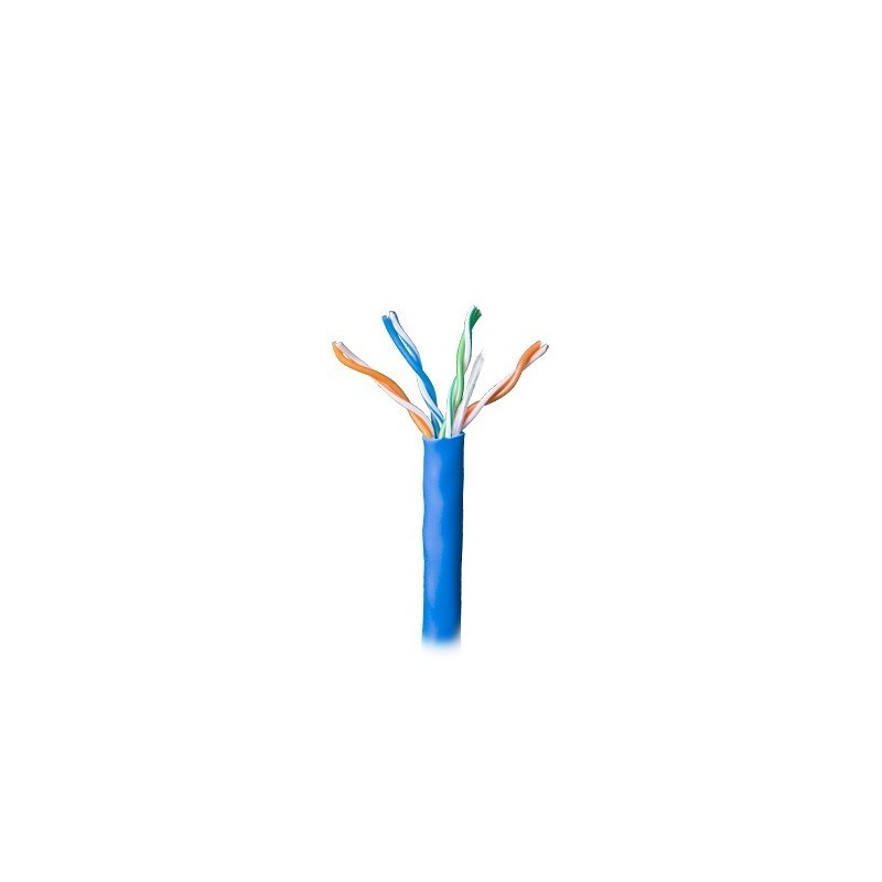 Bobina de 305 Metros (1000 Pies Cable Par Trenzado Nivel 5 (CAT 5e / CMR /  Azul / 4 Pares de Conductores Solidos de Cobre AWG 2