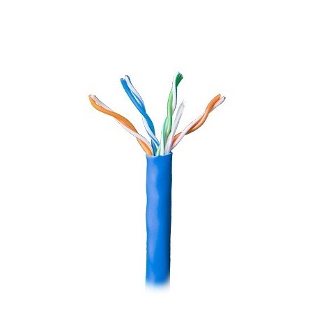 Bobina de 305 Metros (1000 Pies Cable Par Trenzado Nivel 5 (CAT 5e / CMR /  Azul / 4 Pares de Conductores Solidos de Cobre AWG 2