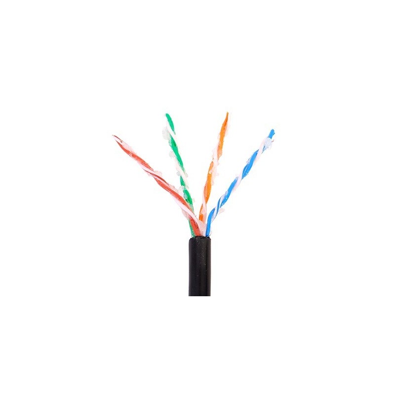 Bobina de 305 Metros (1000 Pies Cat5e con Gel para Exterior,  Negro, para Aplicaciones en Sistemas de Redes de Datos y Cableado 