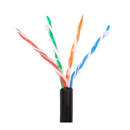 Bobina de 305 Metros (1000 Pies Cat5e con Gel para Exterior,  Negro, para Aplicaciones en Sistemas de Redes de Datos y Cableado 
