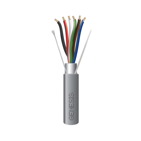 Bobina de 305 Metros (1000 Pies de Cable / 6 x 22 AWG Blindado / Riser /  Gris / Para Aplicaciones de Audio, Seguridad y Control
