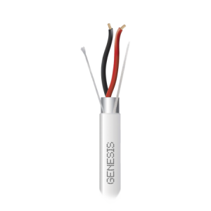 Bobina de 305 Metros (1000 Pies de Cable 2 x 22 AWG BLINDADO / RISER /  Blanco / Para Aplicaciones de Audio, Seguridad y Control