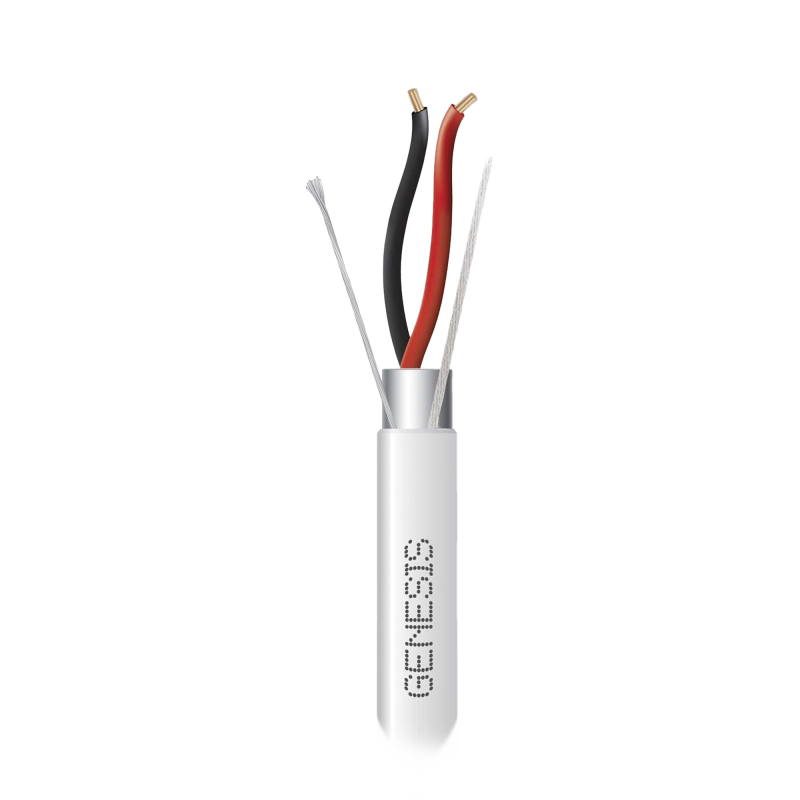 Bobina de 305 Metros (1000 Pies de Cable 2 x 22 AWG BLINDADO / RISER /  Blanco / Para Aplicaciones de Audio, Seguridad y Control