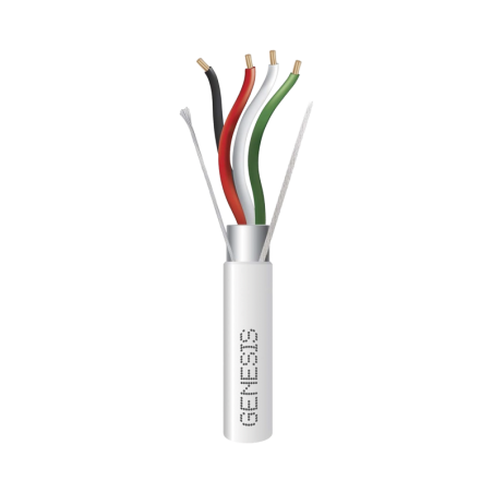 Bobina de 305 Metros (1000 Pies de Cable 4 x 22 AWG BLINDADO / RISER /  Blanco / Para Aplicaciones de Audio, Seguridad y Control