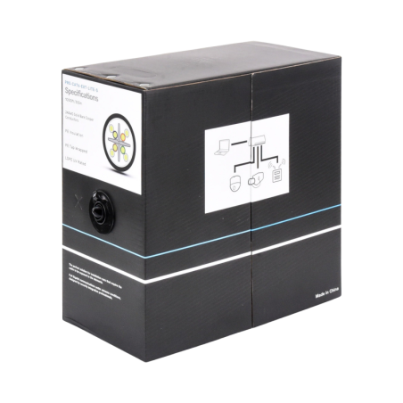 Bobina de Cable 305 Metros (1000 Pies Cat6, 24 AWG, Climas Extremos,  Negro, Sin Blindar, para Intemperie