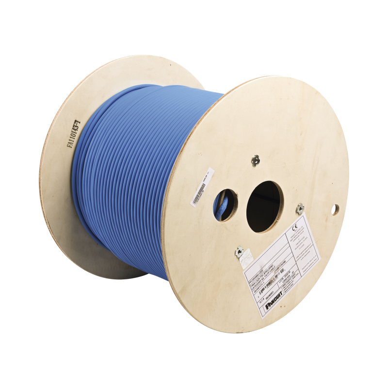 Bobina de Cable Blindado F/UTP de 4 Pares, Cat6A, Soporte de Aplicaciones 10GBase-T, LSZH (Libre de Gases Toxicos,  Azul, 305 Me