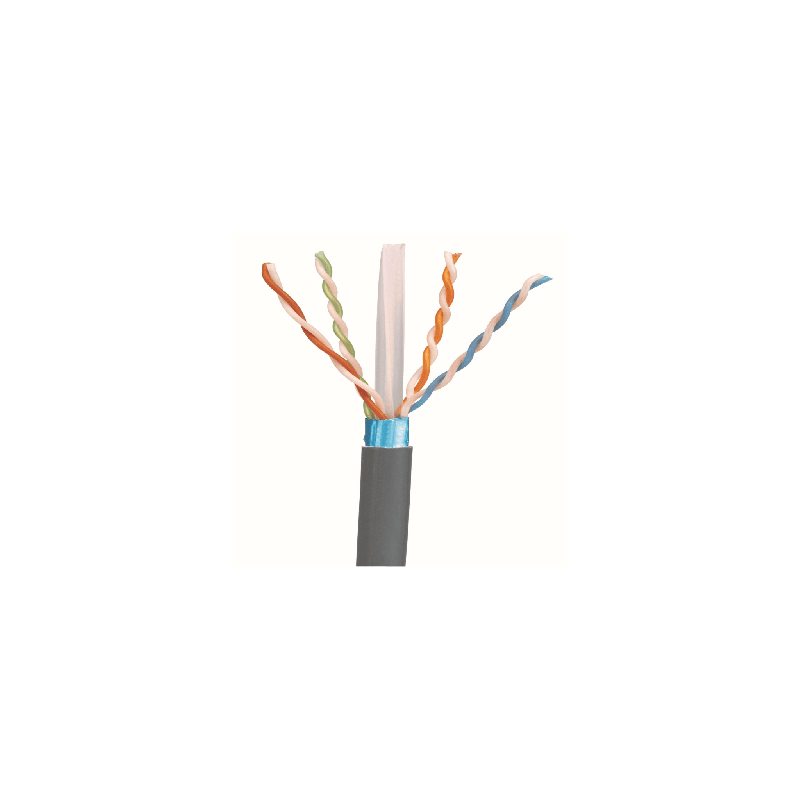 Bobina de Cable Blindado F/UTP de 4 Pares, Cat6A, Soporte de Aplicaciones 10GBase-T, LSZH (Libre de Gases Toxicos,  Gris, 305 Me