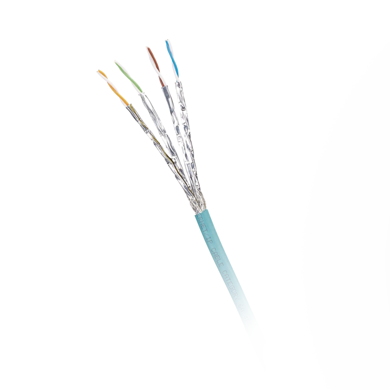 Bobina de Cable Blindado S/FTP Cat6A, Uso Industrial con Resistencia al Aceite, Rayos UV y Abrasion, Multifilar (Flexible,  Azul