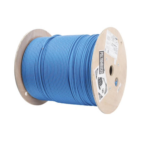 Bobina de Cable Blindado S/FTP de 4 Pares, Cat7, Inmune a Ruido e Interferencias, LSZH (Bajo Humo, Cero Halogenos,  Azul, Bobina