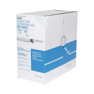 Bobina de cable de 305 m, Cat5e, para intemperie, sin blindar,  blanco, UL, para aplicaciones en CCTV, redes de datos, Requiere 