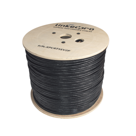 Bobina de Cable Siames Cat5e CCA + 2 Cables Gruesos (16 AWG para Alimentar Camaras Mas Lejos / 305 Metros (1000 Pies / Instalaci
