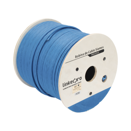 Bobina de Cable Siames Cat6 UTP 100% Cobre + 2 Cables Gruesos (18 AWG para Alimentar Camaras Mas Lejos / 152 Metros (500 Pies / 