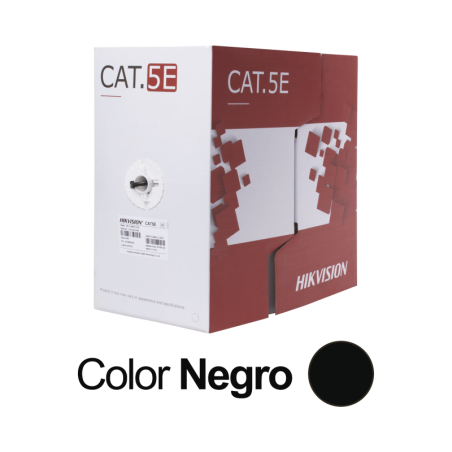 Bobina de Cable UTP 305 Metros (1000 Pies / Cat 5E (24 AWG /  Negro / PE / Uso en Exterior / 100% Cobre / Aplicaciones de CCTV, 