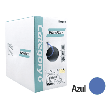 Bobina de Cable UTP 305 Metros (1000 Pies de Cobre, NetKey, Azul, Cat6 (24 AWG, 1000Mbps, Riser (CMR, de 4 Pares