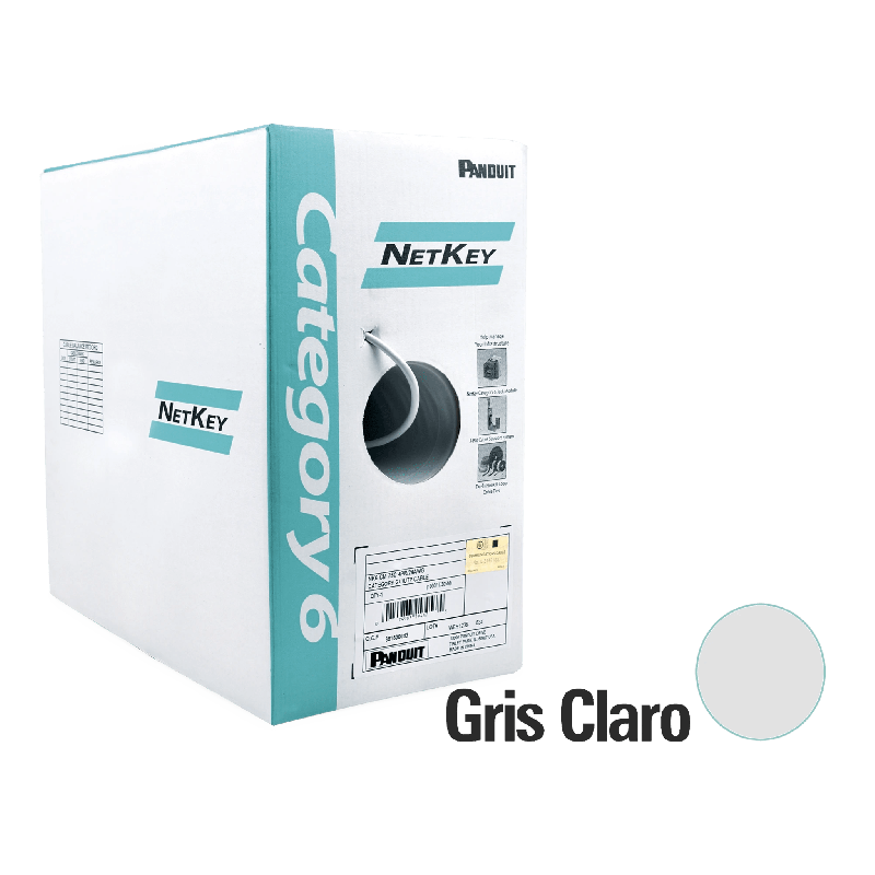 Bobina de Cable UTP 305 Metros (1000 Pies de Cobre, NetKey, Gris Claro, Cat5e (24 AWG, PVC (CM, de 4 Pares
