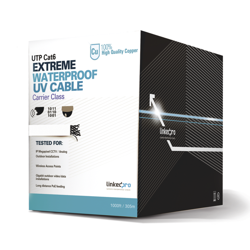 Bobina de Cable UTP Cat6 para Exterior en  Blanco / 305 Metros (1000 Pies / Certificada UL / Sin Blindaje