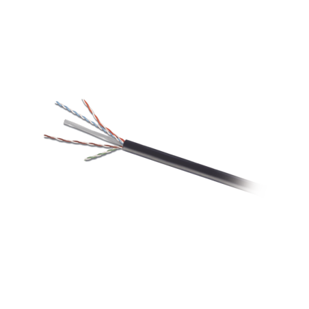 Bobina de Cable UTP de 4 Pares, Para Exterior con Gel, Cat6 (23 AWG, Industrial para Climas Extremos, Enterrado Directo,  Negro,